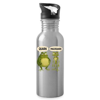 Quark Magerquark Lustige Frösche Für Froschfans - Trinkflasche mit integriertem Trinkhalm - Lightsilver - Rechts