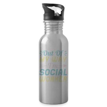 Social Worker Quote Out Of My Way Social Work - Water bottle with straw - silver - Right