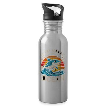 SI JE SUIS LUNATIQUE, DONNE-MOI L’OCÉAN Drôle de requin Océan - Gourde avec paille intégrée - argent clair - Droite