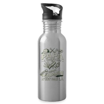 Cadeau Papa Bricoleur Humour Fête des Pères - Gourde avec paille intégrée - argent clair - Droite
