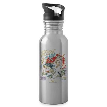 Rider of the Tide Cat - Water bottle with straw - silver - Right