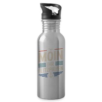 Moin Ihr Flitzpiepen Norddeutsch Hamburg Büro Moin - Trinkflasche mit integriertem Trinkhalm - Lightsilver - Rechts