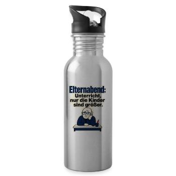 Lehrer Humor Elternabend Spruch, Kinder sind größe - Water bottle with straw - silver - Right