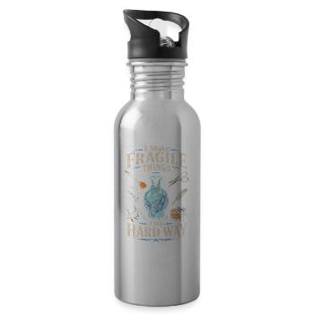 Glasbläser I Make Fragile Things The Hard Way - Water bottle with straw - silver - Right
