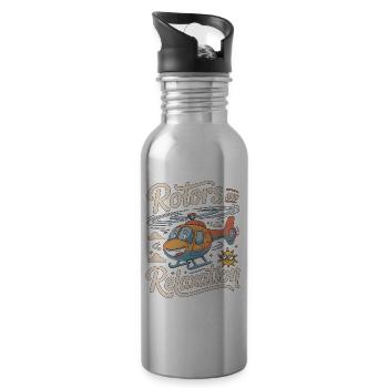 Private Pilot Rotors And Relaxation Aviation - Water bottle with straw - silver - Right