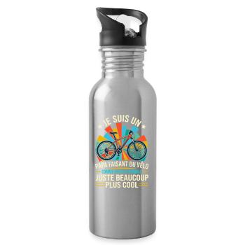 Papa Cycliste Vélo VTT Rétro Cool - Gourde avec paille intégrée - argent clair - Droite