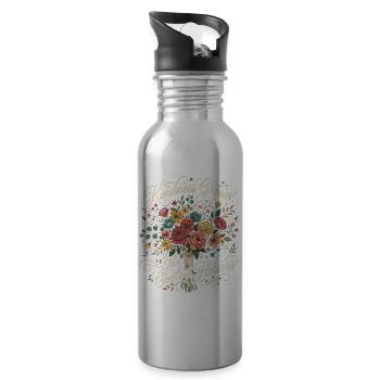 Kindness makes the coolest flowers grow - Water bottle with straw - silver - Right