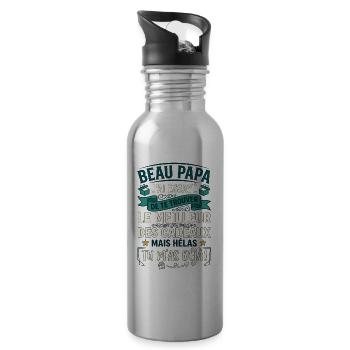 Beau-Papa Humour Meilleur Cadeau Fête Des Pères - Gourde avec paille intégrée - argent clair - Droite