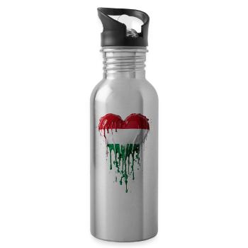Herz mit ungarischer Flagge - Trinkflasche mit integriertem Trinkhalm - Lightsilver - Rechts