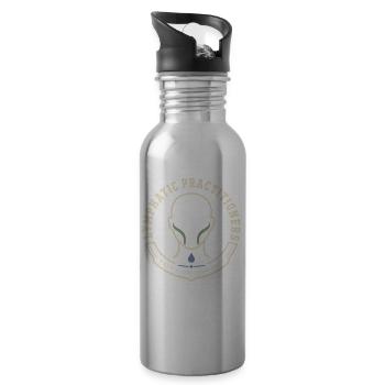 Lymphsystem Lymphdrainage Wellness Geschenk - Trinkflasche mit integriertem Trinkhalm - Lightsilver - Rechts
