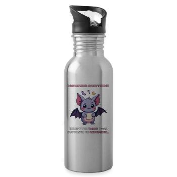 I Remember Everything – ADHD Bat Humor - Water bottle with straw - silver - Right