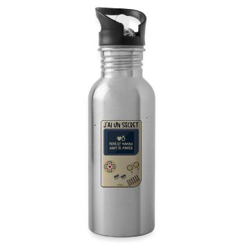 Annonce Mariage Papa Maman Secret Style Rétro - Gourde avec paille intégrée - argent clair - Droite