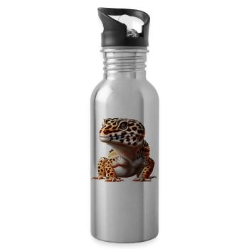 Leopardgecko - Trinkflasche mit integriertem Trinkhalm - Lightsilver - Rechts