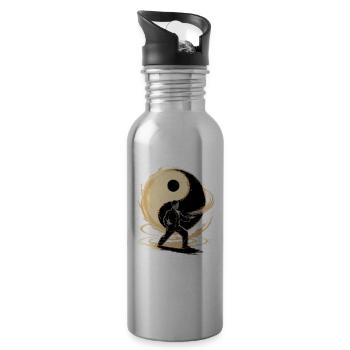 Tai Chi Zen Meditation – Chi Qigong Training - Trinkflasche mit integriertem Trinkhalm - Lightsilver - Rechts