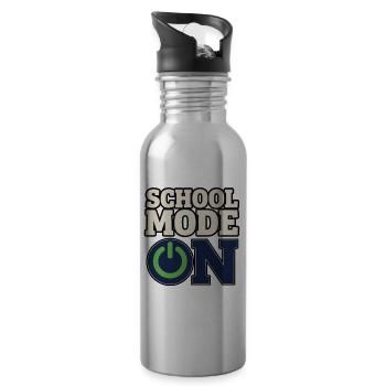 Back to School – School Mode On Power Button - Water bottle with straw - silver - Right