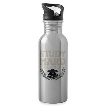 Studentenmotivation – Lernen Sie hart, träumen Sie groß - Trinkflasche mit integriertem Trinkhalm - Lightsilver - Rechts