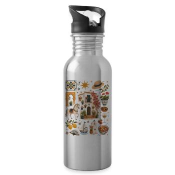 Andalusien | Sonne, Oliven & Lebensfreude - Trinkflasche mit integriertem Trinkhalm - Lightsilver - Rechts