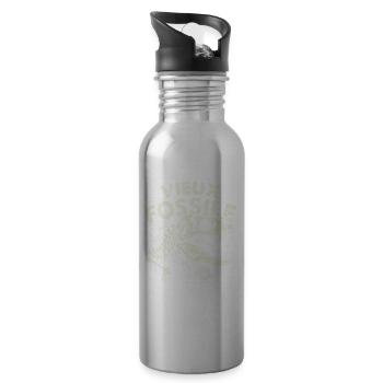 Geburtstag des alten fossilen Dinosaurier-Humors - Trinkflasche mit integriertem Trinkhalm - Lightsilver - Rechts