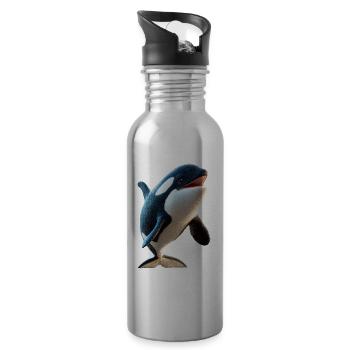 Orca Schwertwal Wal Killerwal Meerestiere Orcas - Trinkflasche mit integriertem Trinkhalm - Lightsilver - Rechts