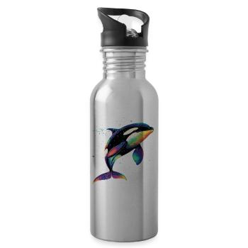 Orca Killer Whale Killer Whale Marine Animals Orcas - Water bottle with straw - silver - Right