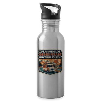 Gemeinsam Unterwegs: Vanlife am Sonnenuntergang - Trinkflasche mit integriertem Trinkhalm - Lightsilver - Rechts