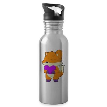 Fuchs Herz - Trinkflasche mit integriertem Trinkhalm - Lightsilver - Rechts