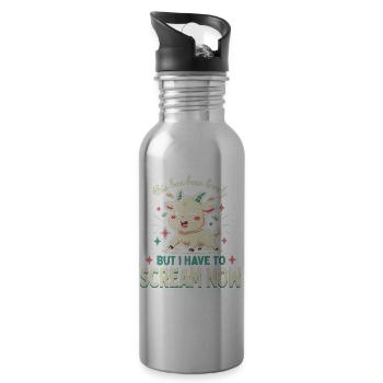 Süßer schreiender Ziegen-Cartoon auf Tee - Trinkflasche mit integriertem Trinkhalm - Lightsilver - Rechts