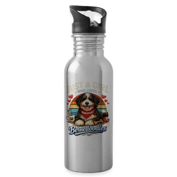 Just a girl who loves Bernedoodles - Water bottle with straw - silver - Right