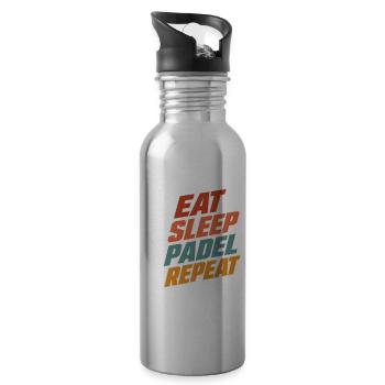 Essen, schlafen, Padel wiederholen, lustige Padelspieler-Sportarten - Trinkflasche mit integriertem Trinkhalm - Lightsilver - Rechts