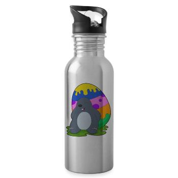 Maulwurf Ostern Osterei - Trinkflasche mit integriertem Trinkhalm - Lightsilver - Rechts