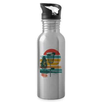 Retro Fairway Disc Golf Starter Set Gift Idea - Water bottle with straw - silver - Right