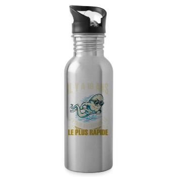 Anniversaire 18 Ans Humour Le Plus Rapide - Gourde avec paille intégrée - argent clair - Droite