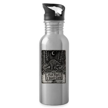 Funny Sarcastic Fun Fact I Don't Care - Trinkflasche mit integriertem Trinkhalm - Lightsilver - Rechts