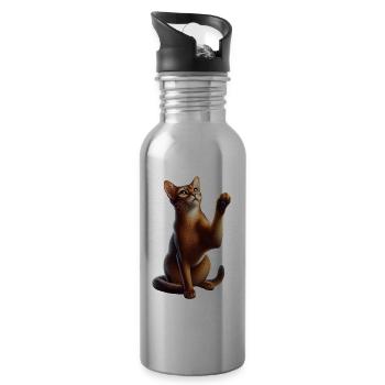Abessinierkatze Abyssinian Cat - Trinkflasche mit integriertem Trinkhalm - Lightsilver - Rechts