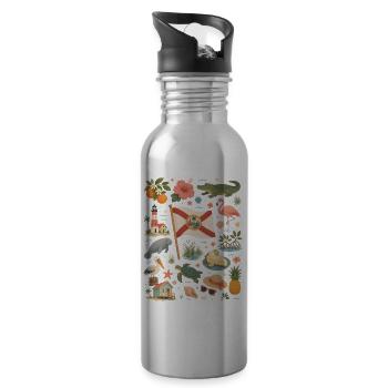 Florida | Sun, Coast & Tropics - Water bottle with straw - silver - Right
