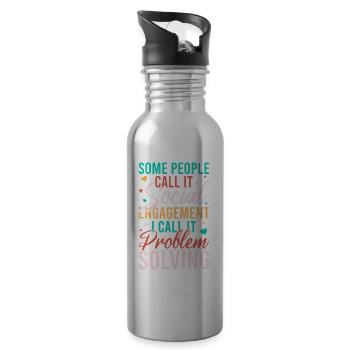 Social Worker Quote Problem Solving Social Work - Water bottle with straw - silver - Right
