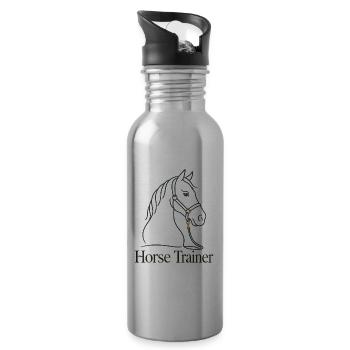 Horse Trainer Equestrian Minimal Identity Barn Lif - Water bottle with straw - silver - Right