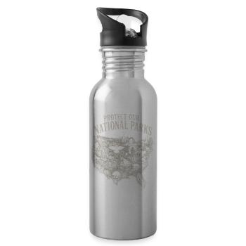Cryptid Protect Our National Parks - Water bottle with straw - silver - Right