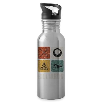 Billiards Vintage Panels - Water bottle with straw - silver - Right
