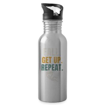 Fall Get Up Repeat - Water bottle with straw - silver - Right