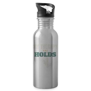 My Therapy Has Holds - Water bottle with straw - silver - Right