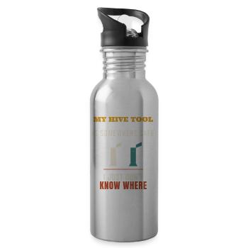 Beekeeper My Hive Tool Is Somewhere Safe Funny Bee - Water bottle with straw - silver - Right