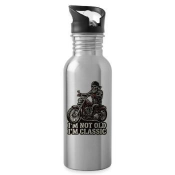 I'm not old, I'm classic | Biker | Motorcycling - Water bottle with straw - silver - Right