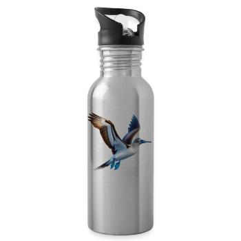 Blue-footed boobies gift - Water bottle with straw - silver - Right
