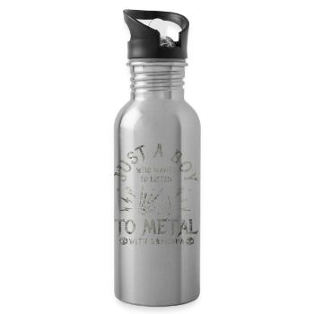 Metall-Baby Boy mit Opa Rock Baby - Trinkflasche mit integriertem Trinkhalm - Lightsilver - Rechts