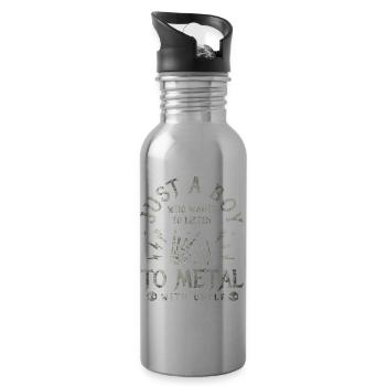 Metal Baby Boy mit Onkel Rock Baby - Trinkflasche mit integriertem Trinkhalm - Lightsilver - Rechts