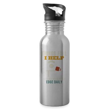 Katzen-Sachen, Herbst, Hilfe, lustige Katzen, Besi - Trinkflasche mit integriertem Trinkhalm - Lightsilver - Rechts