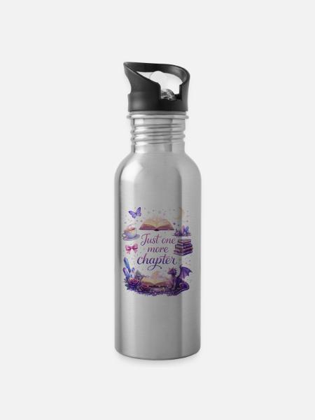 Noch ein Kapitel – Magische Lesewelt - Trinkflasche mit integriertem Trinkhalm - Lightsilver
