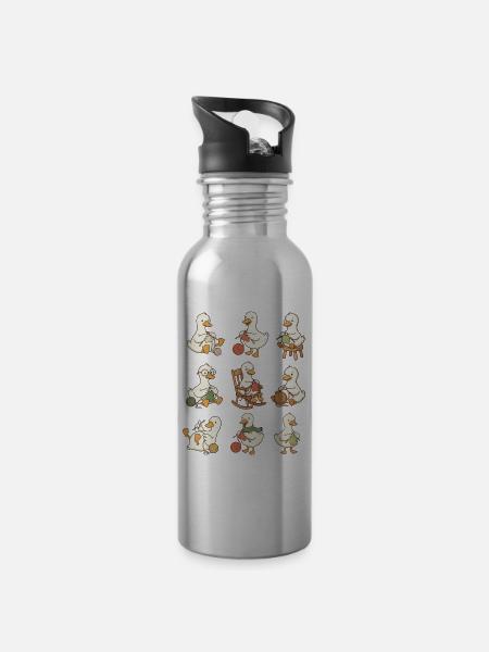 Niedliches Gänsehäkeln – Häkelliebhaber – Häkelliebhaber - Trinkflasche mit integriertem Trinkhalm - Lightsilver