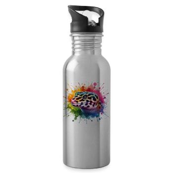 Leopardgecko Motiv - Trinkflasche mit integriertem Trinkhalm - Lightsilver - Rechts